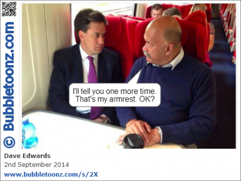 Ed Miliband uses the wrong armrest