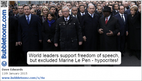 World leaders support freedom of speech,  but excluded Marine Le Pen - hypocrites!