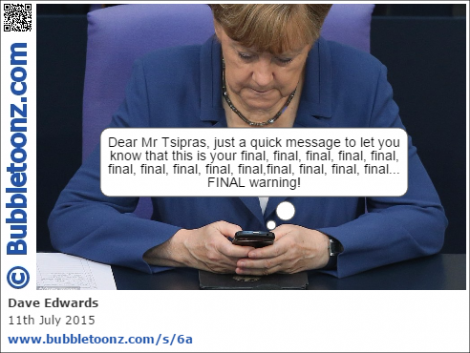 Angela Merkel gives Greek Prime Minister Alexis Tsipras a final warning