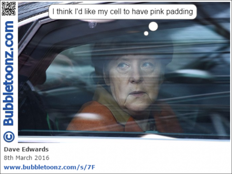 Merkel ponders on what type of padding her cell will have