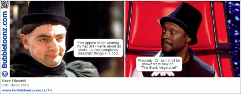 William wears Blackadder's hat on the voice