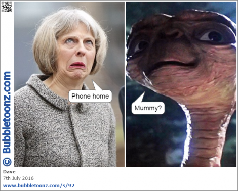 Theresa May tells E.T. to phone home
