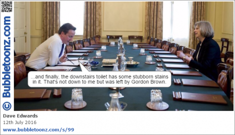 David Cameron does a handover to Theresa May