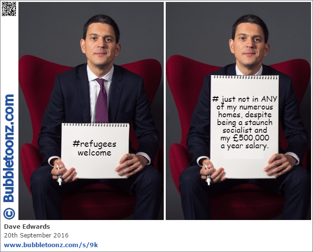 David Miliband says #refugeeswelcome - just not in any of his homes