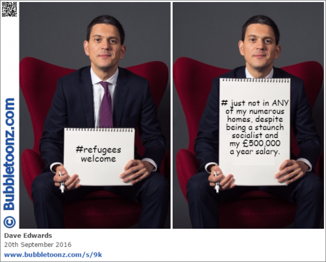 David Miliband says #refugeeswelcome - just not in any of his homes