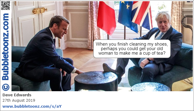 Boris Johnson puts his feet up and asks Emmanuel Macron for a cup of tea