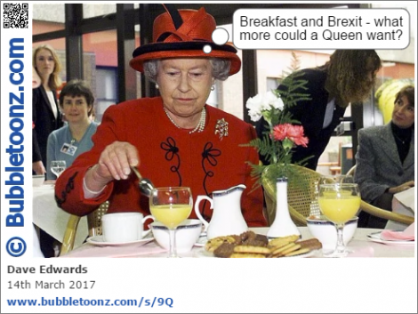 The Queen ponders Brexit over breakfast
