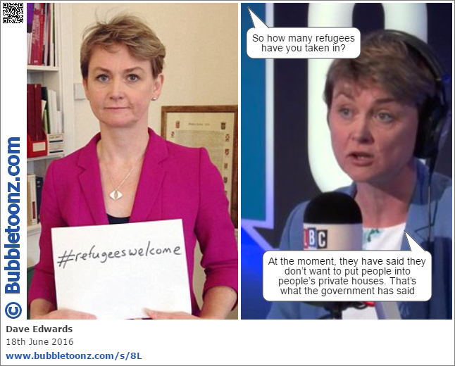 Yvette Cooper is asked how many refugees she's taken in on LBC