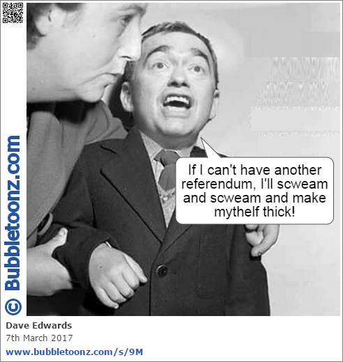 Tim Farron say he'll scweam and scweam and make himthelf thick!